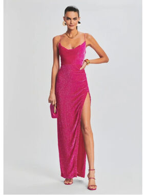 Retrofête Pink Sequin Katya Maxi Dress M